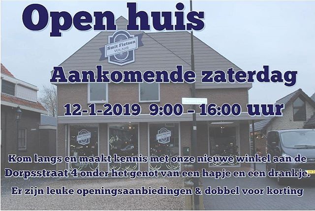 Aankomende zaterdag van 9:00 - 16:00 uur open huis bij Smit fietsen Wilnis Dorpsstraat 4. Dé  gelegenheid om de nieuwe winkel te bekijken, onder het genoot van een drankje en hapje.