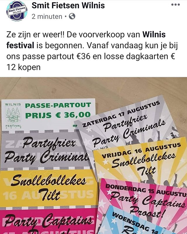 Bij Smit fietsen Wilnis is de voorverkoop begonnen. Ook bij @dezwartdranken & @eetcafekruytvat kunt u terecht voor kaarten