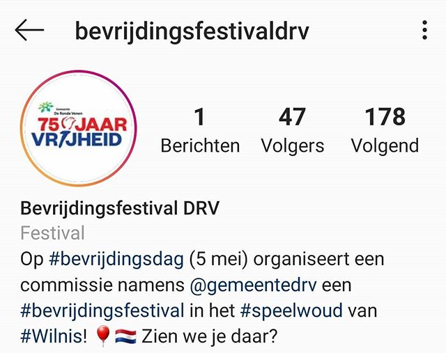 Reserveer een plekje in je agenda #5meifestivalDRV #SpeelwoudWilnis #GemeenteDRV